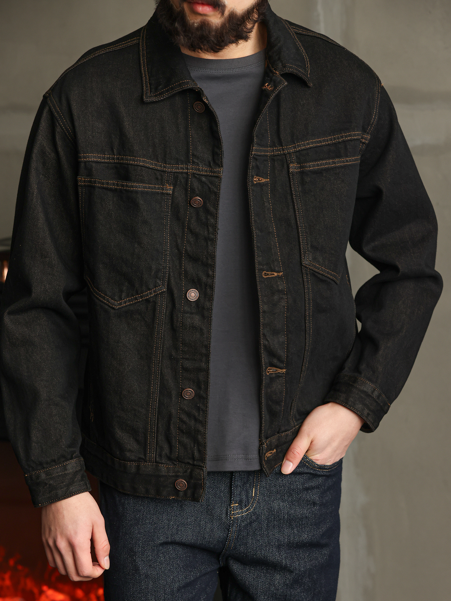 【紳士型格】純棉原牛色短款牛仔夾克男秋季高級簡約外套