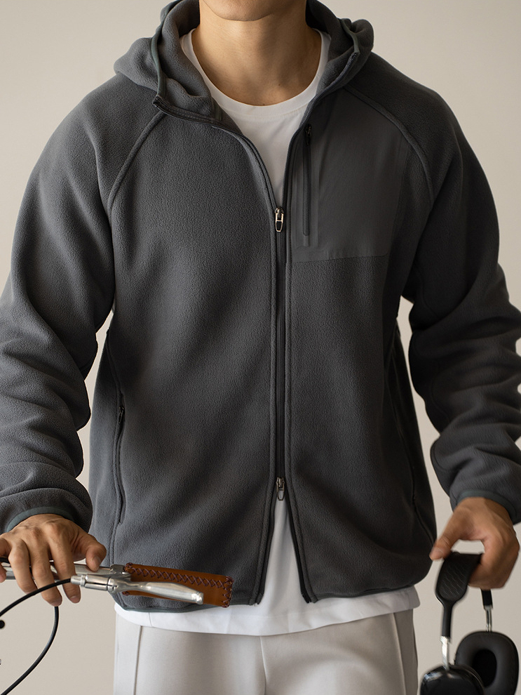 【先鋒系列】連帽抓絨衝鋒衣2025秋冬防風保暖加厚雙拉鍊新款外套