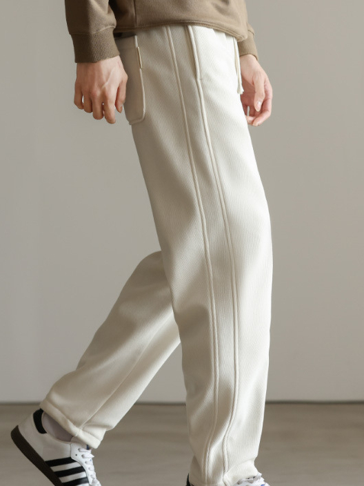 美式重磅直筒寬鬆衛褲男士運動褲長褲保暖加絨休閒針織褲