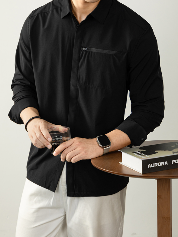 【速幹免燙機能風】科技感高端襯衫男長袖膚感春秋職場通勤輕商務