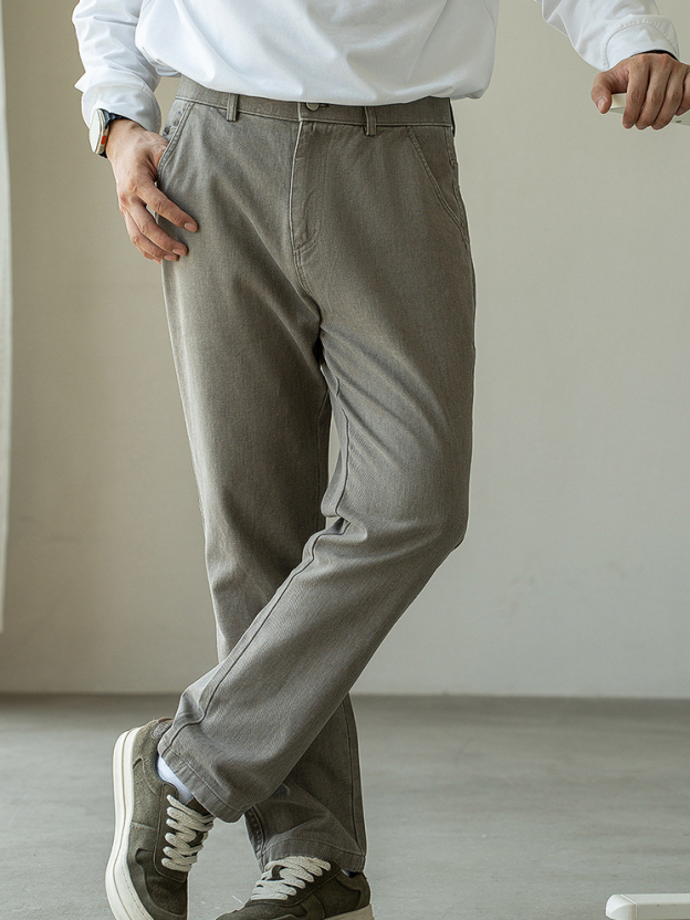 Cleanfit風復古洗水直筒牛仔褲男士2025秋季純色休閒長褲