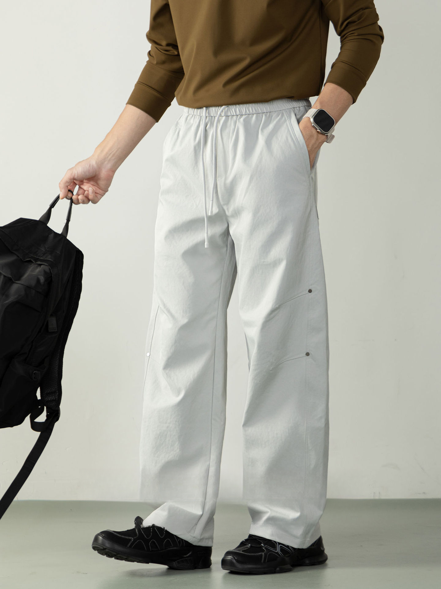 【無界運動系列】零感微寬鬆梭織休閒長褲男士戶外登山透氣工裝褲