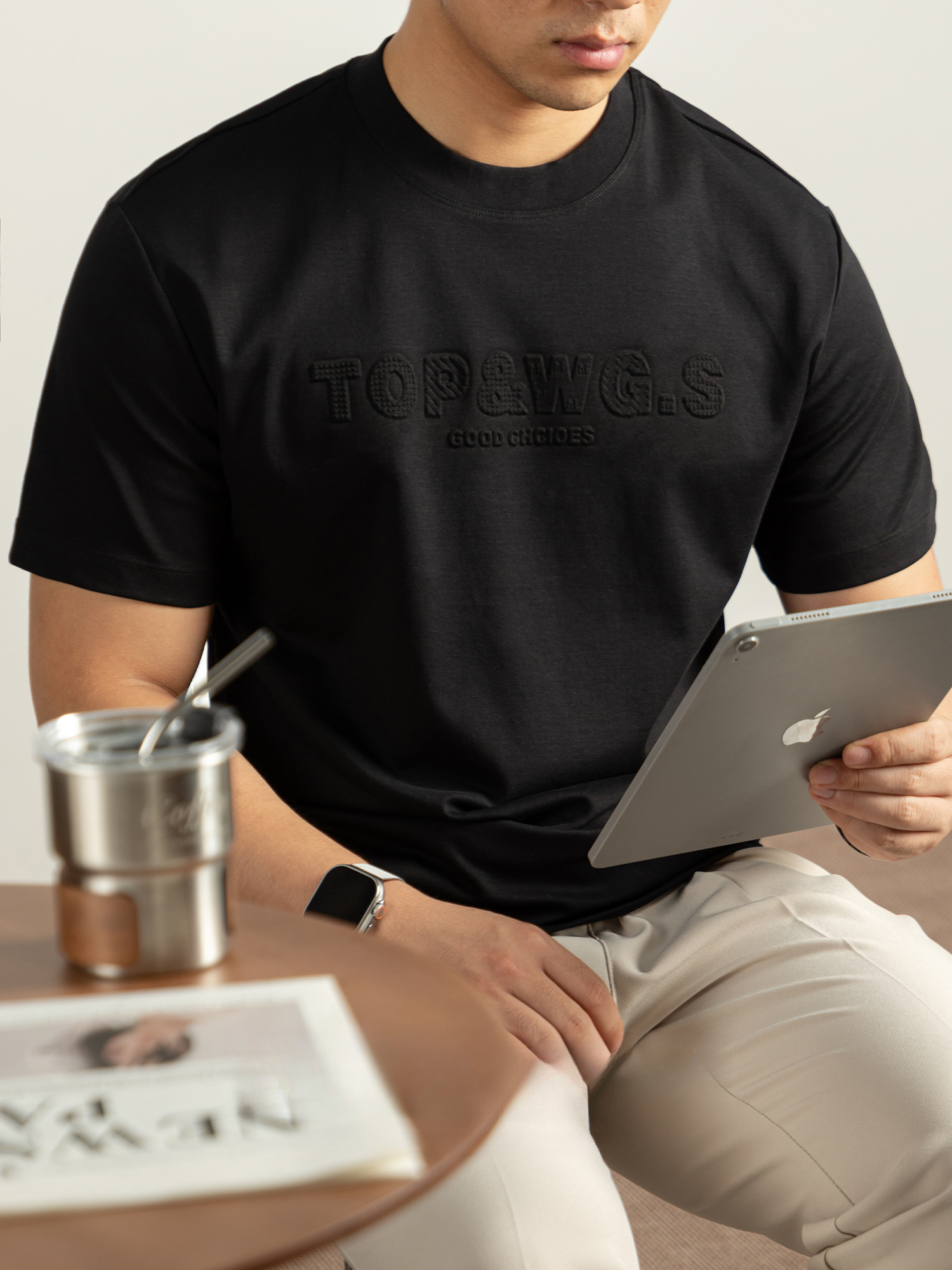 液氨冷感絲光棉短袖T恤男夏季涼感圓領半袖抗菌防蟎3D立體壓花潮