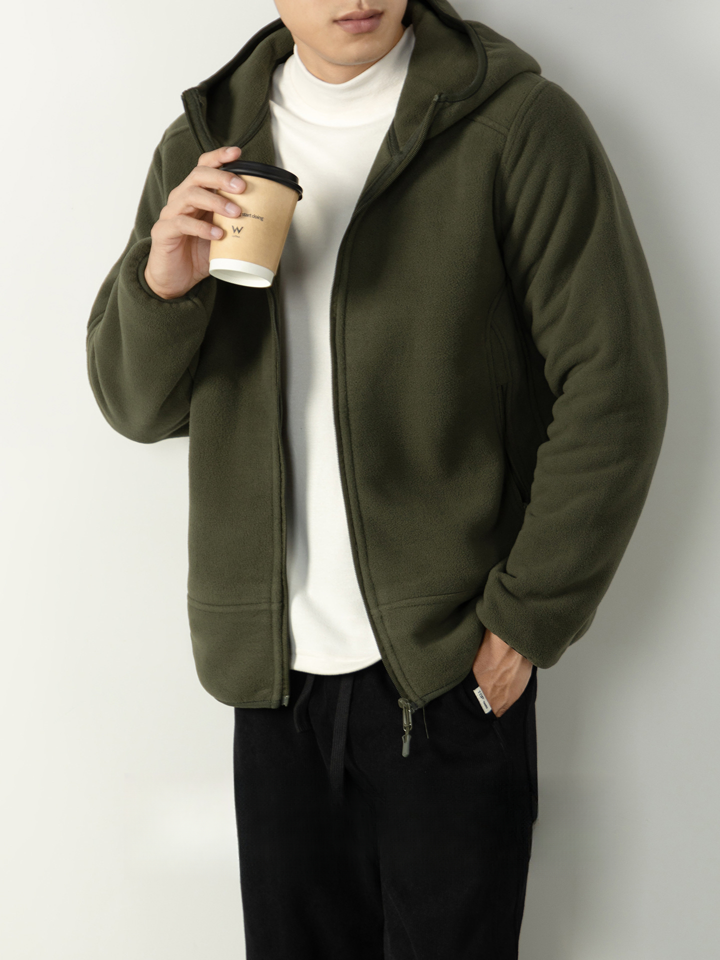 【聚熱搖粒絨】雙面暖絨連帽外套男士加厚保暖拉鍊插肩高級夾克衫