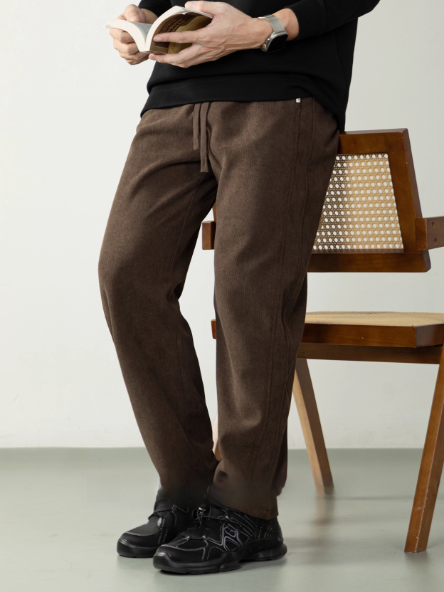 【復古奢適】燈芯絨微闊針織褲男長褲紳士風休閒褲秋冬親膚高級感