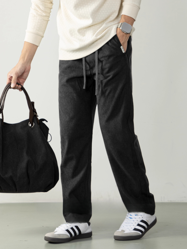 【復古奢適】燈芯絨微闊針織褲男長褲紳士風休閒褲秋冬親膚高級感