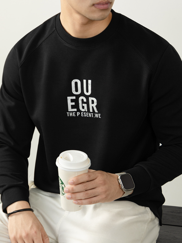 340G重磅日系秋田風衛衣男長袖質感豎紋插肩袖高端3D氣泡刻膜印花