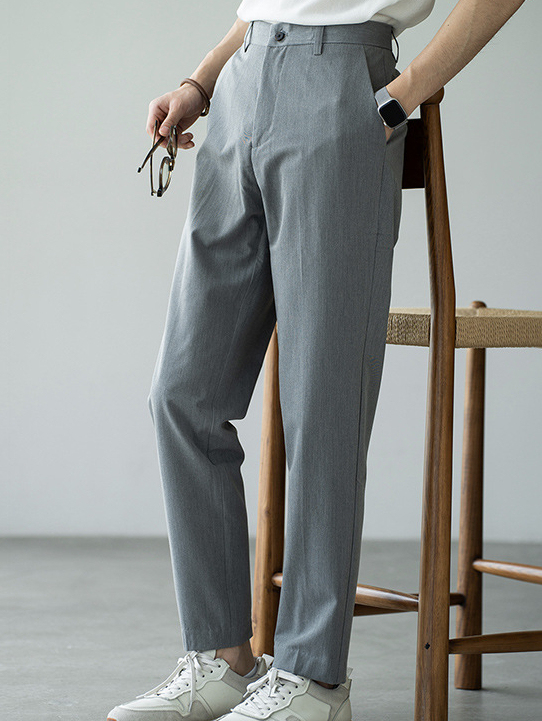 免燙抗皺顯瘦垂感微錐直筒休閒褲男2025夏季新款商務休閒百搭西褲