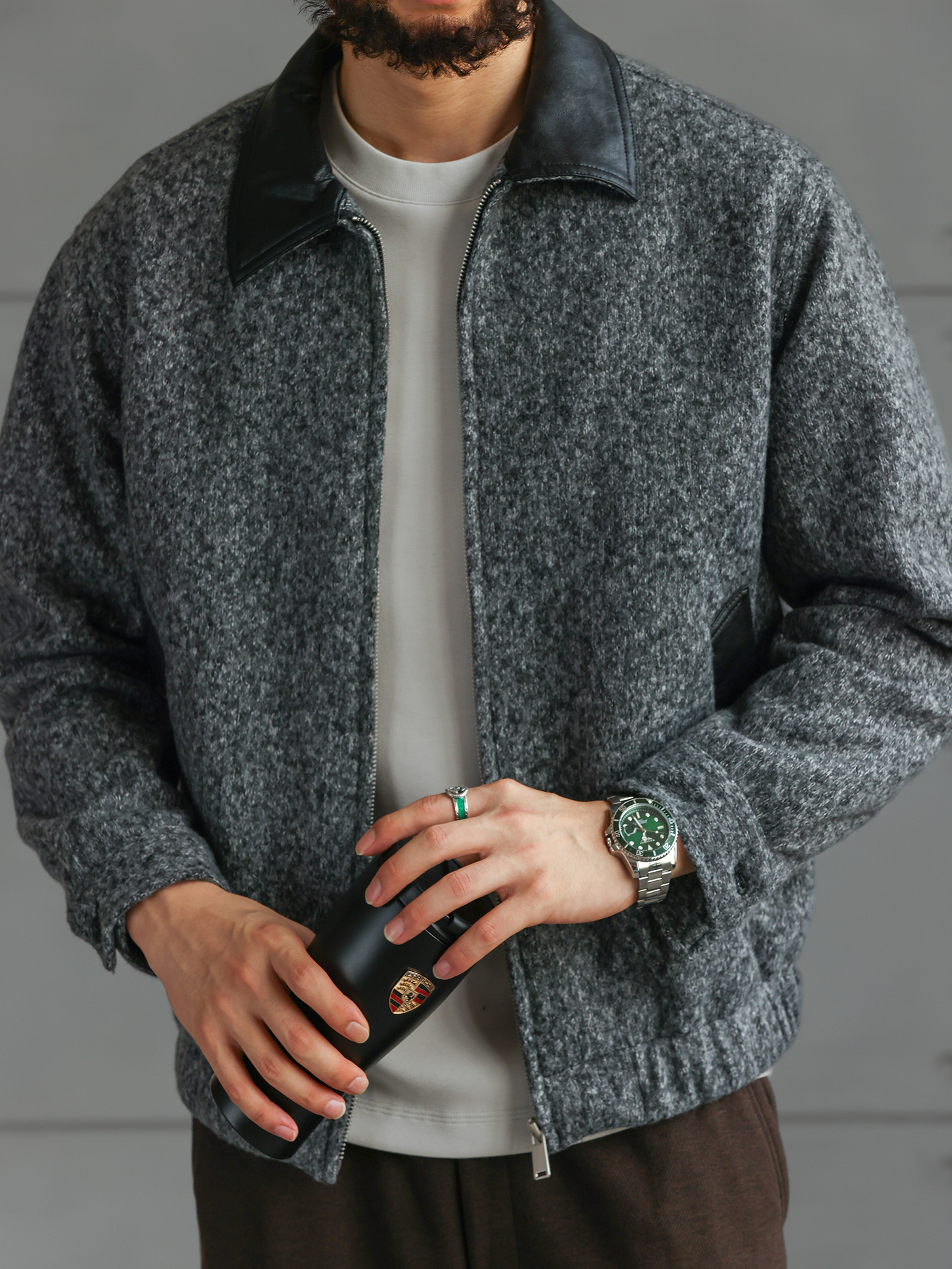 【绅士型格】冬季新款针织毛呢短款夹克男士休闲通勤外套