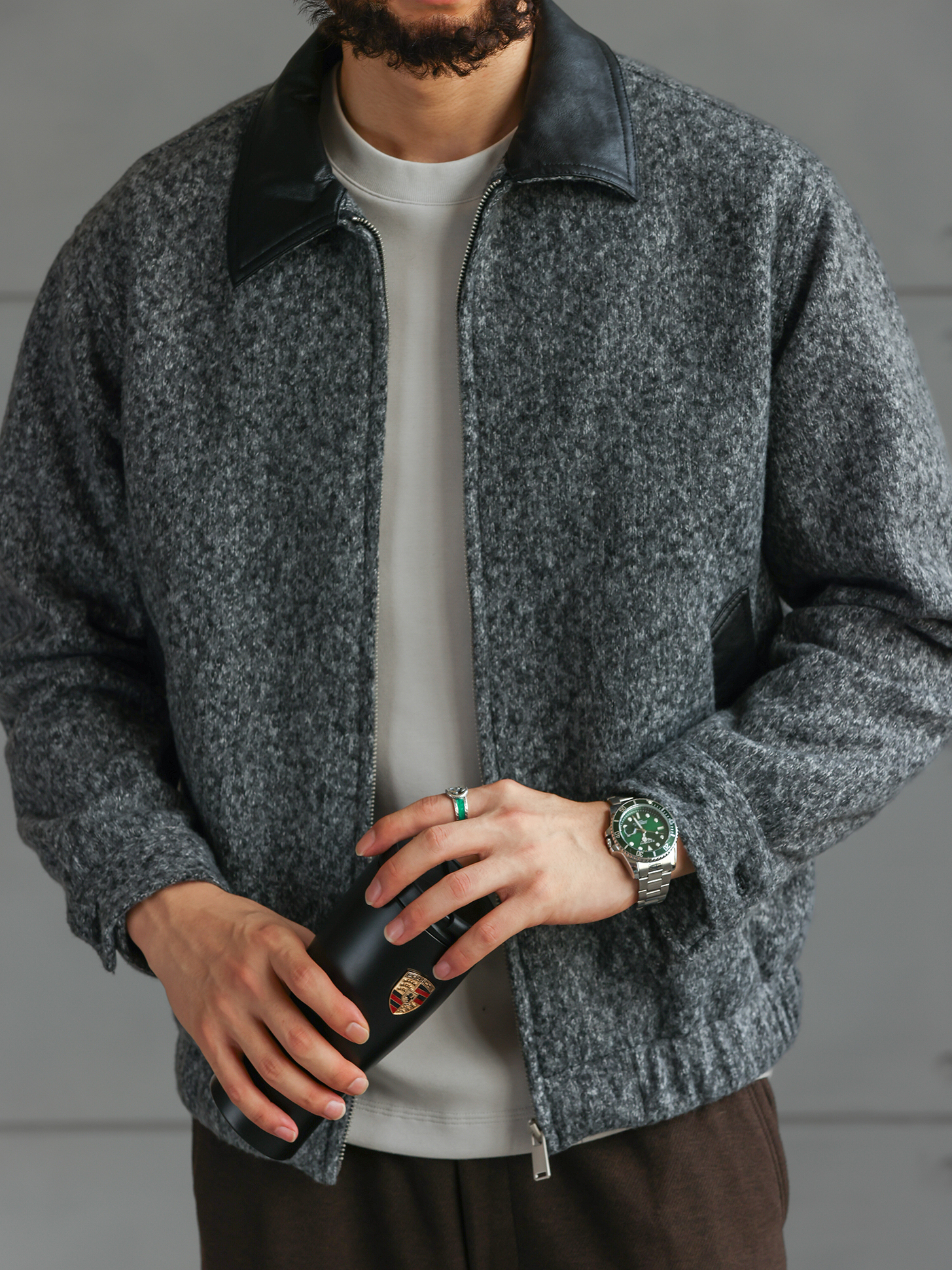 【绅士型格】冬季新款针织毛呢短款夹克男士休闲通勤外套