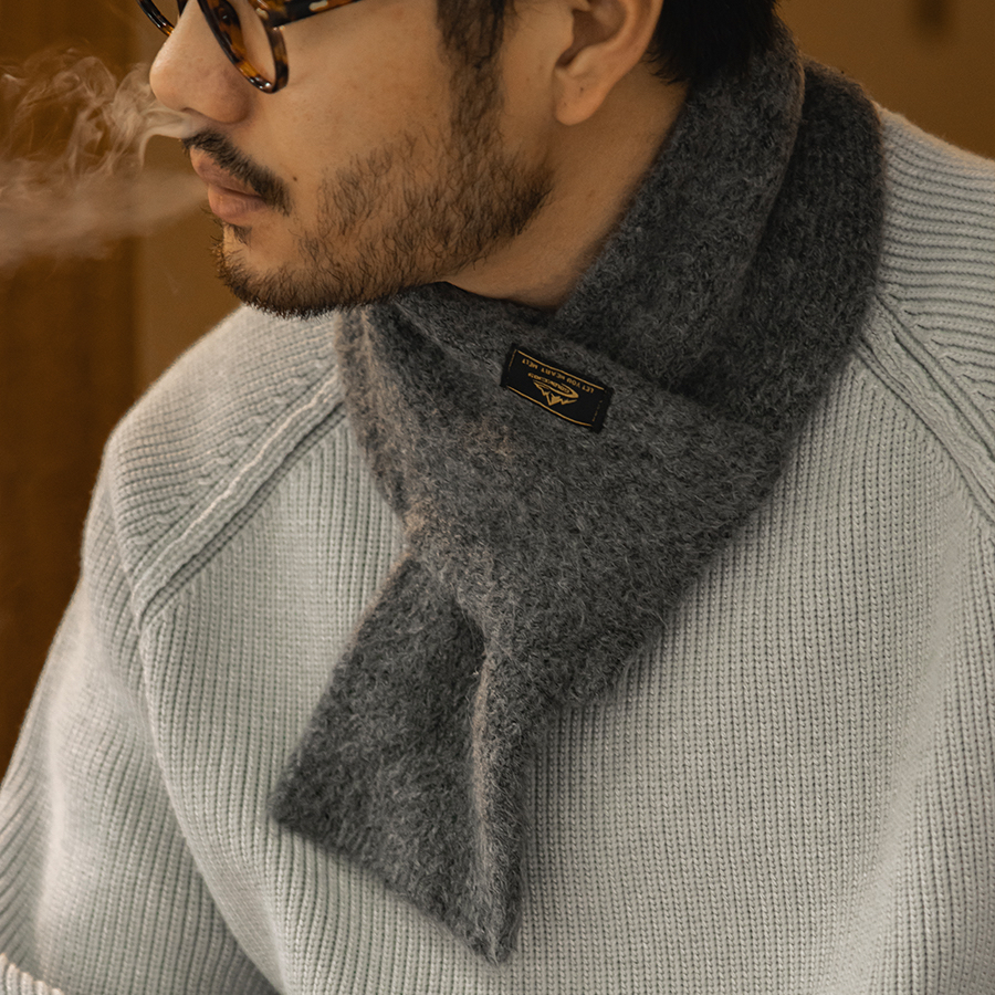 美式復古馬海毛圍巾加絨圍脖發熱保暖防風防寒男秋冬