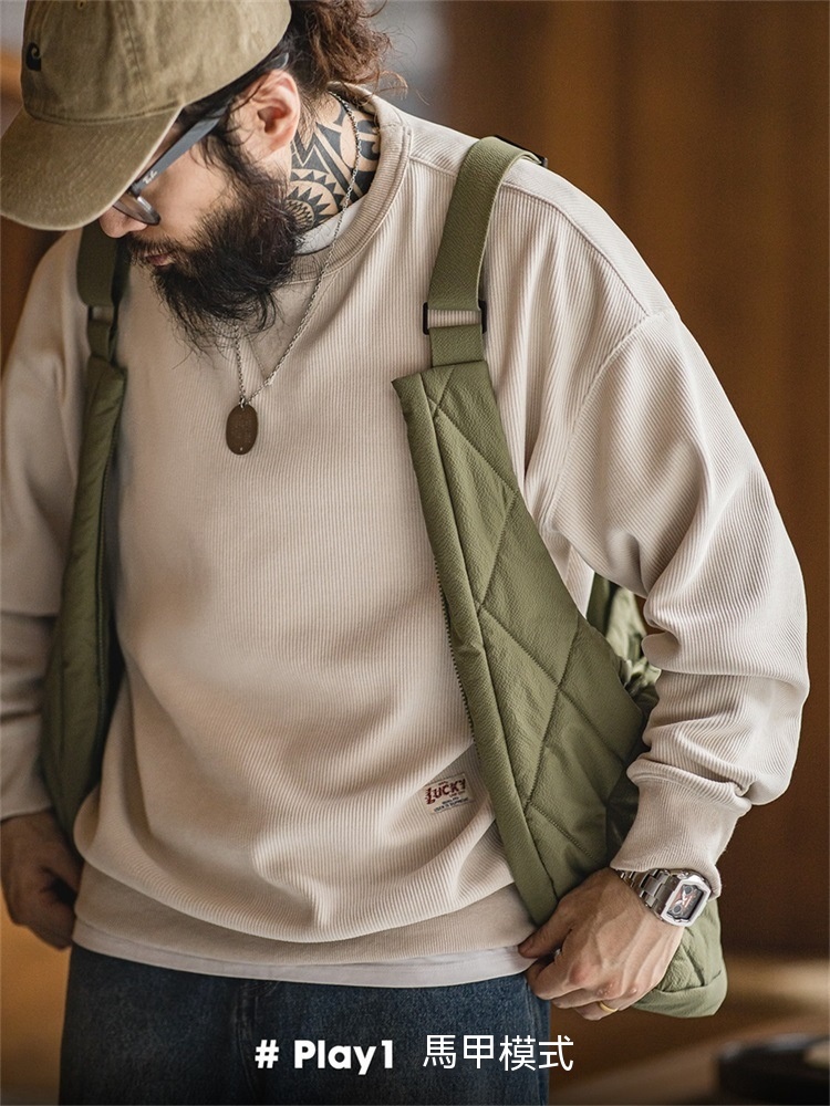 山系戶外絎縫多功能馬甲大容量斜挎包加棉坎肩背心男秋冬-Retro's Wear