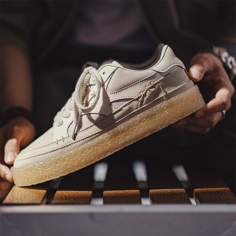 白色厚底板鞋男2024春夏季新款透氣百搭休閒小眾增高小白鞋-Retro's Wear