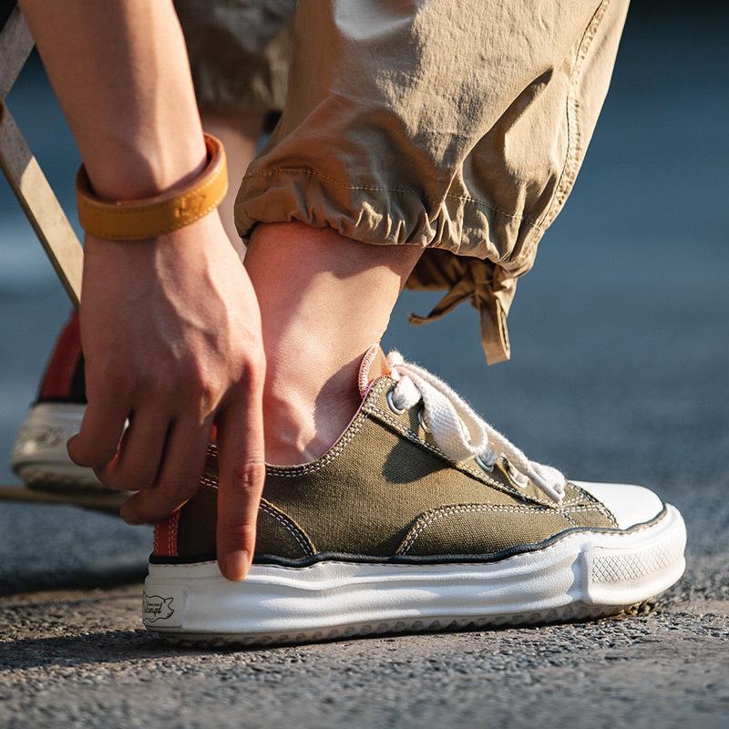 馬登男鞋低幫溶解變形底帆布鞋ins網紅不規則厚底板鞋休閒鞋-Retro's Wear