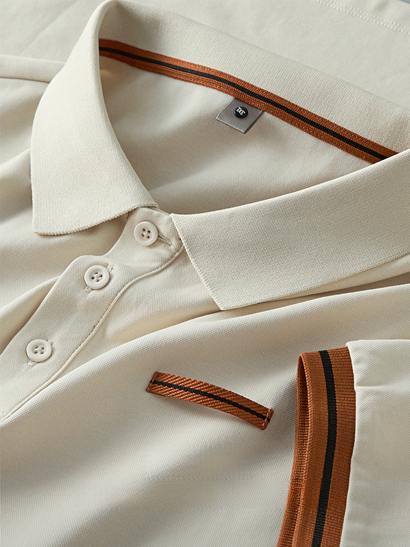 冰格涼感萊賽爾男士POLO領短袖高端老錢風夏季商務休閒撞色保羅衫