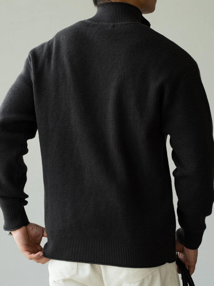 老錢風半拉鍊高領男士2025秋冬新款12針細膩紋理垂感Polo衫