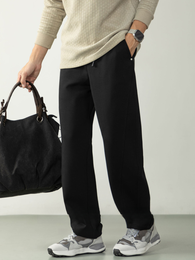 【Q感空氣層】320G重磅厚實針織休閒褲男款秋冬舒適垂感運動褲子