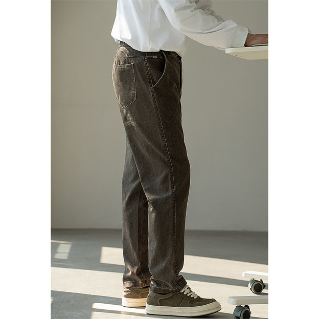 Cleanfit風復古洗水直筒牛仔褲男士2025秋季純色休閒長褲