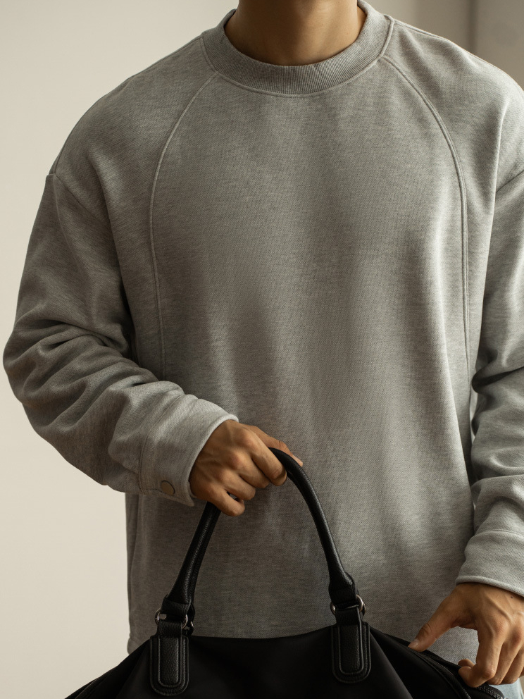 日系重磅加絨加厚插肩襯衫袖衛衣男青年新款休閒長袖打底T恤