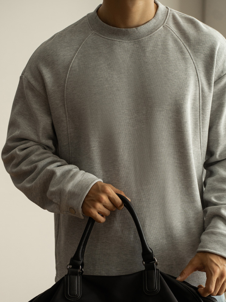 日系重磅加絨加厚插肩襯衫袖衛衣男青年新款休閒長袖打底T恤