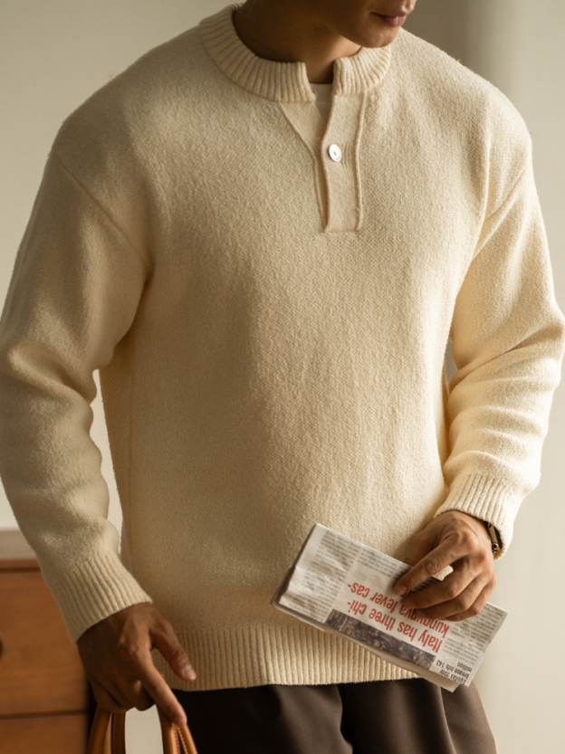 老錢風7針芝麻底提花小V領針織衫男士2025秋冬新款休閒長袖T恤男