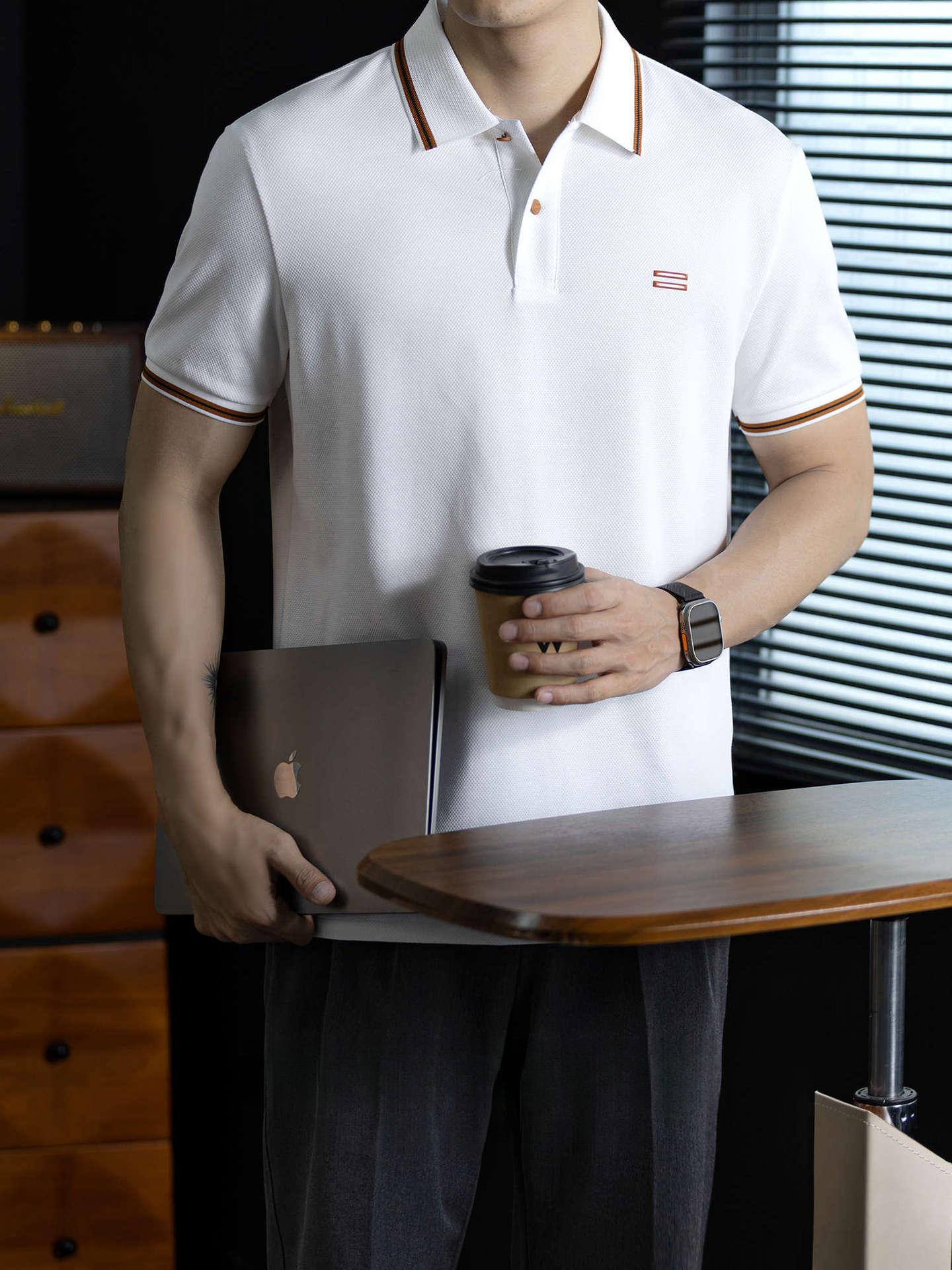 高定奢感！冰感親膚棉短袖polo衫男夏季舒適抗皺商務扁機領半袖衫