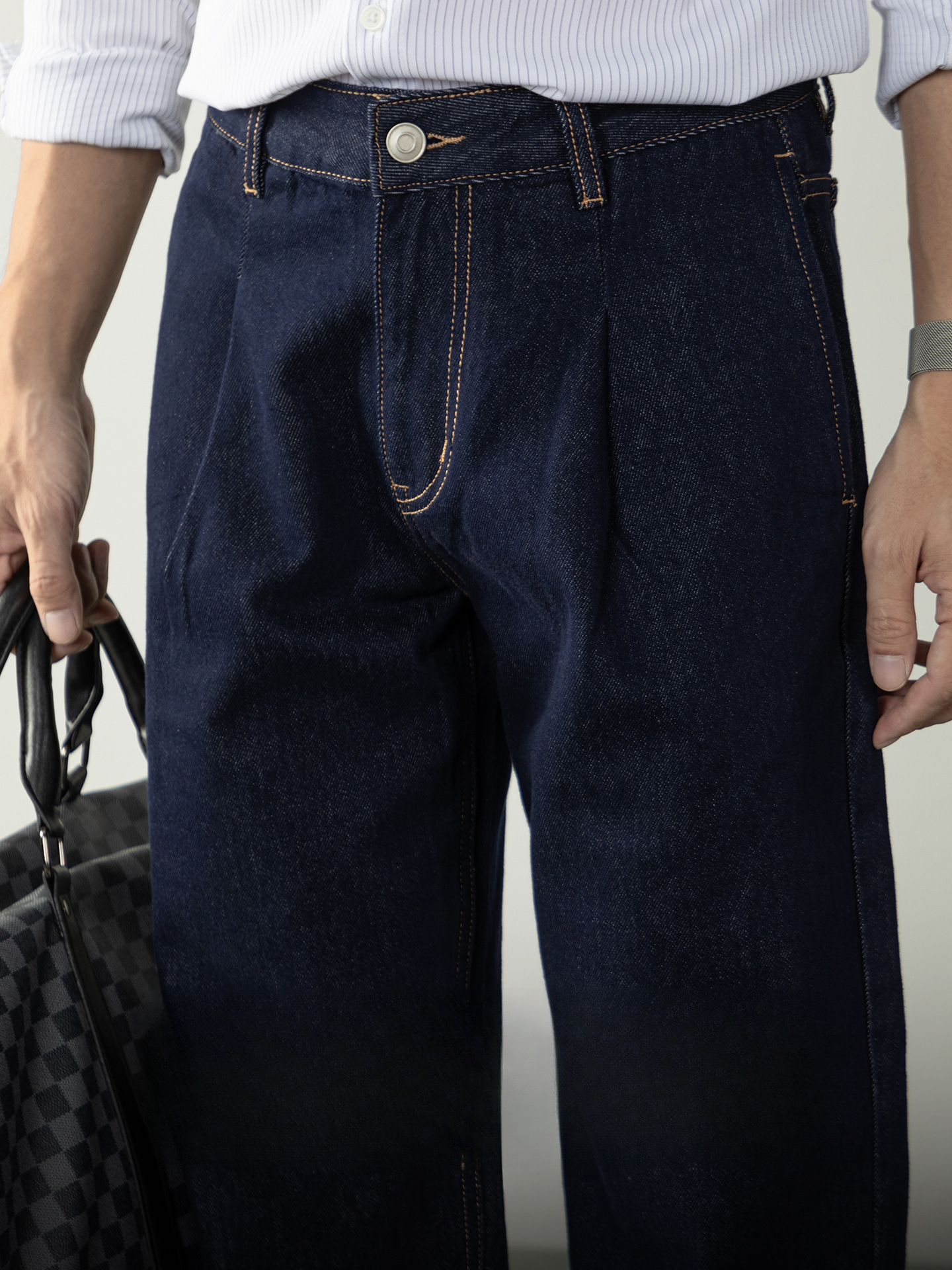 【鎏金縫藍調復古牛仔】100%棉牛仔褲吸濕透氣士高級質感新穿法