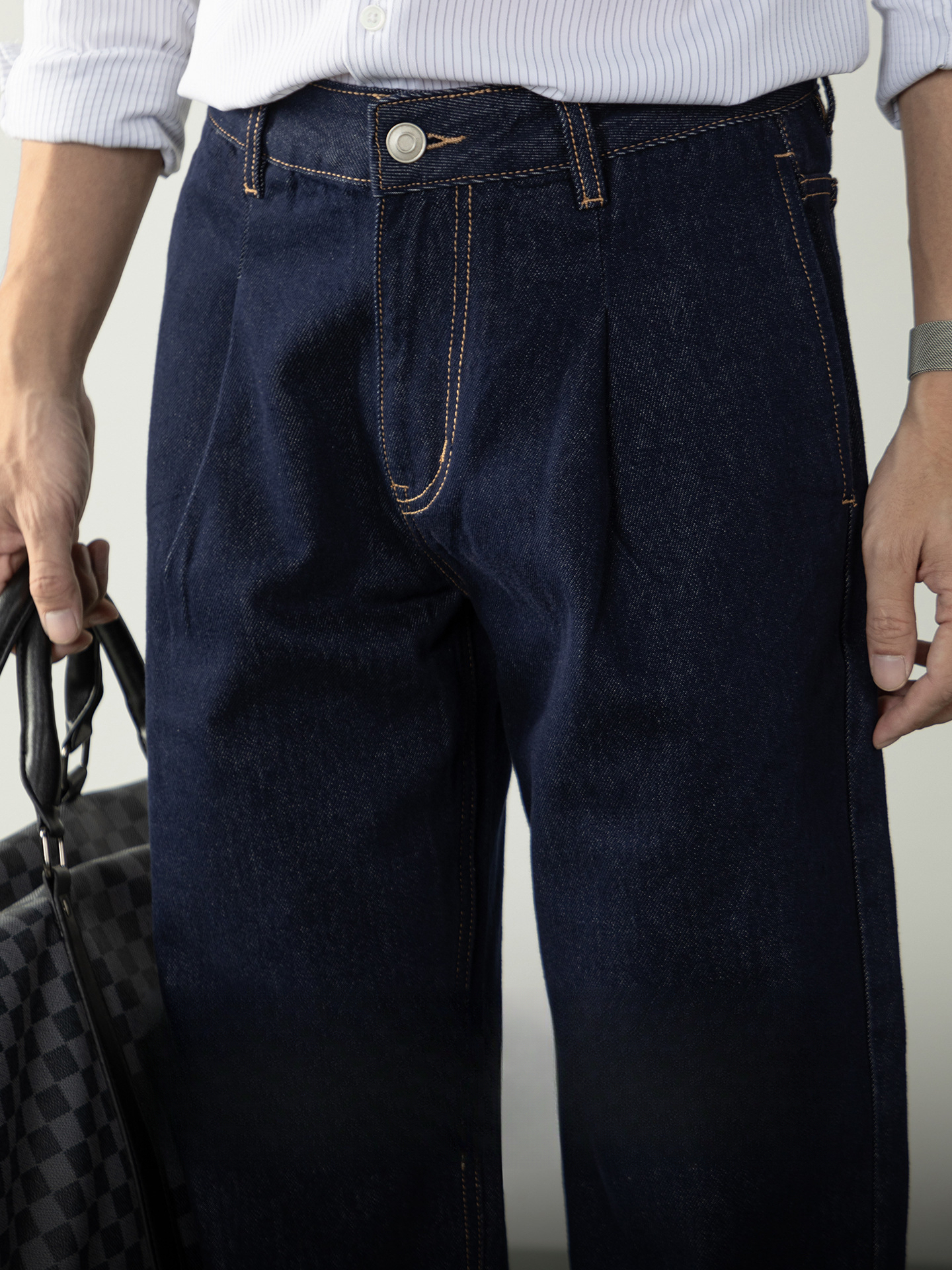 【鎏金縫藍調復古牛仔】100%棉牛仔褲吸濕透氣士高級質感新穿法