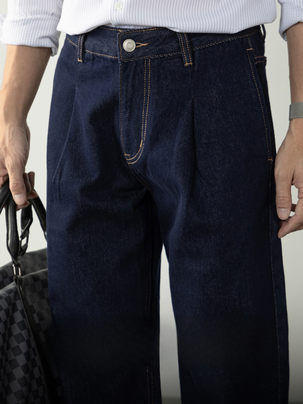 【鎏金縫藍調復古牛仔】100%棉牛仔褲吸濕透氣士高級質感新穿法