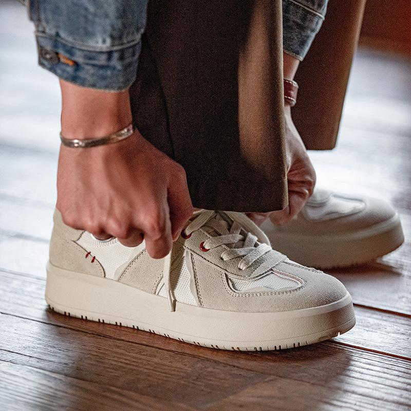 Mr.A厚底德訓鞋男鞋春季百搭休閑板鞋透氣小白鞋潮鞋-Retro's Wear