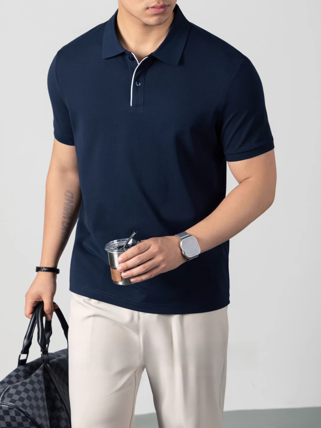 第4代蜂窩仿生絲光珠地棉Polo衫男短袖夏季翻領T恤商務休閒高級感