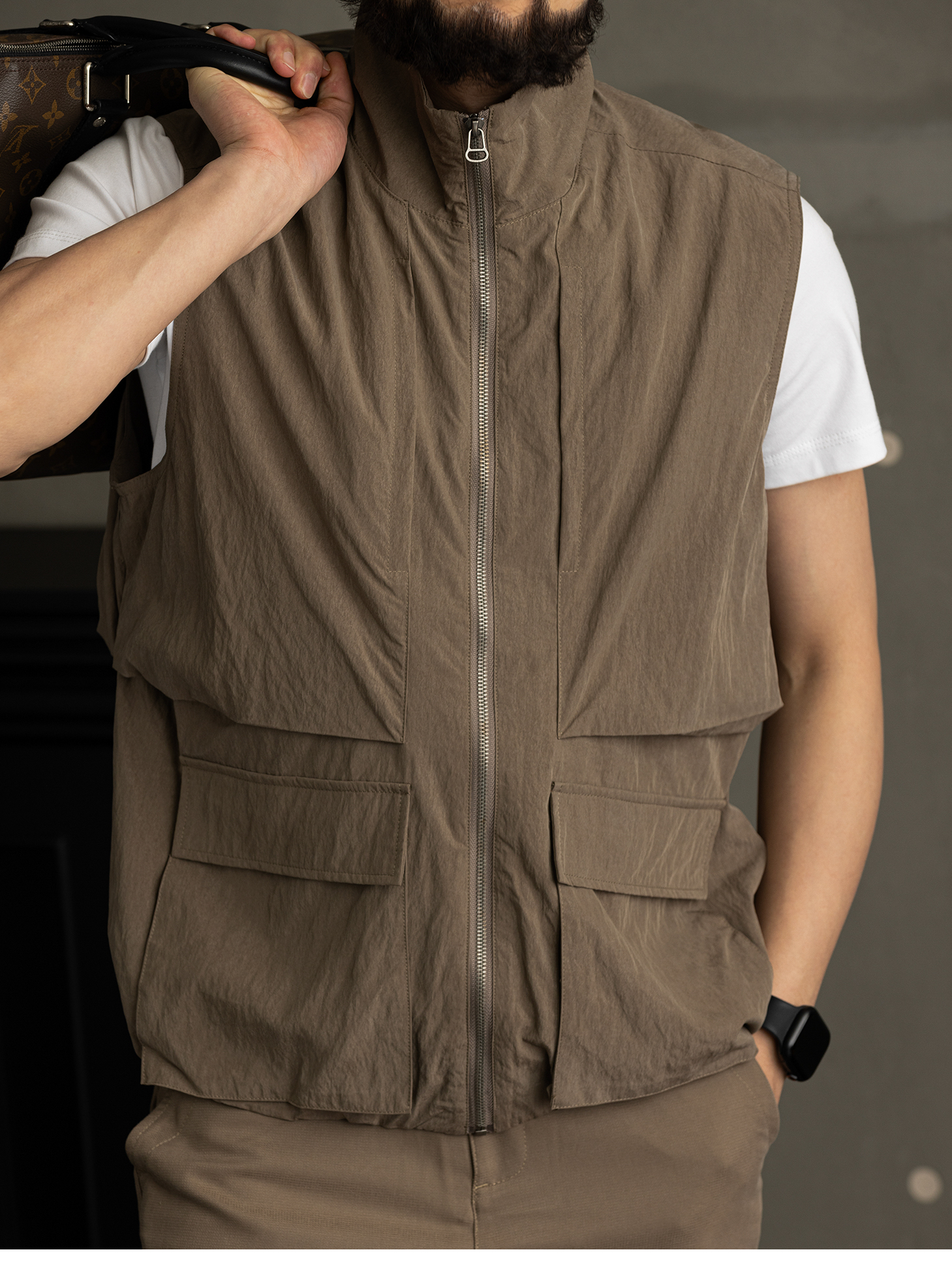 【都市輕旅】夏季天絲薄款坎肩馬甲男士休閒無袖背心外套