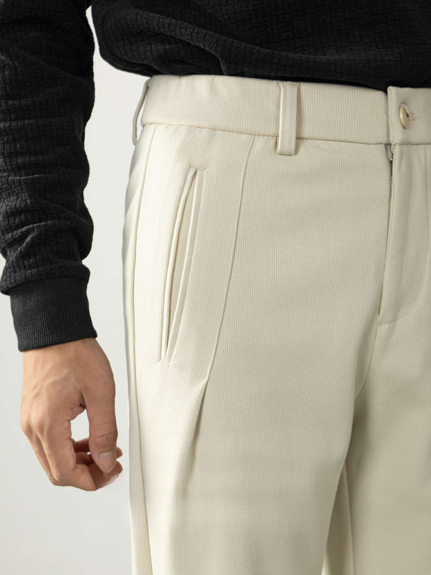 【鬆弛奢適】針織斜紋中腰微闊西褲男士厚款秋冬季垂感免燙休閒褲