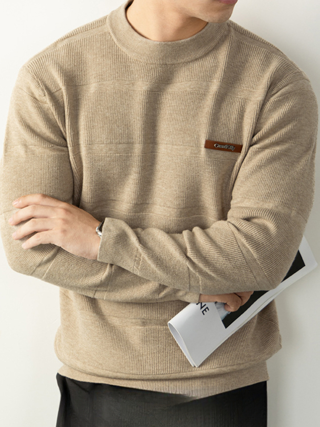 【澳洲綿羊毛X萊賽爾提花針織】高端男針織衫秋冬新款時尚毛線衣