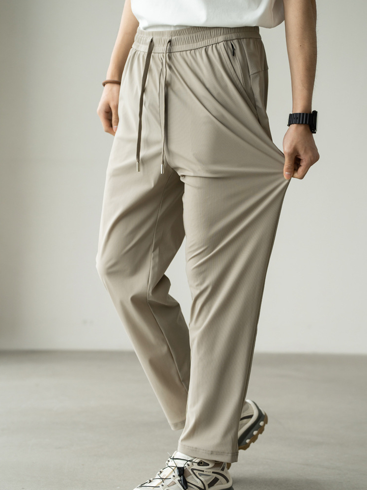 【涼感四面彈】薄冰絲闊腿褲男士夏戶外運動商務休閒新款長褲