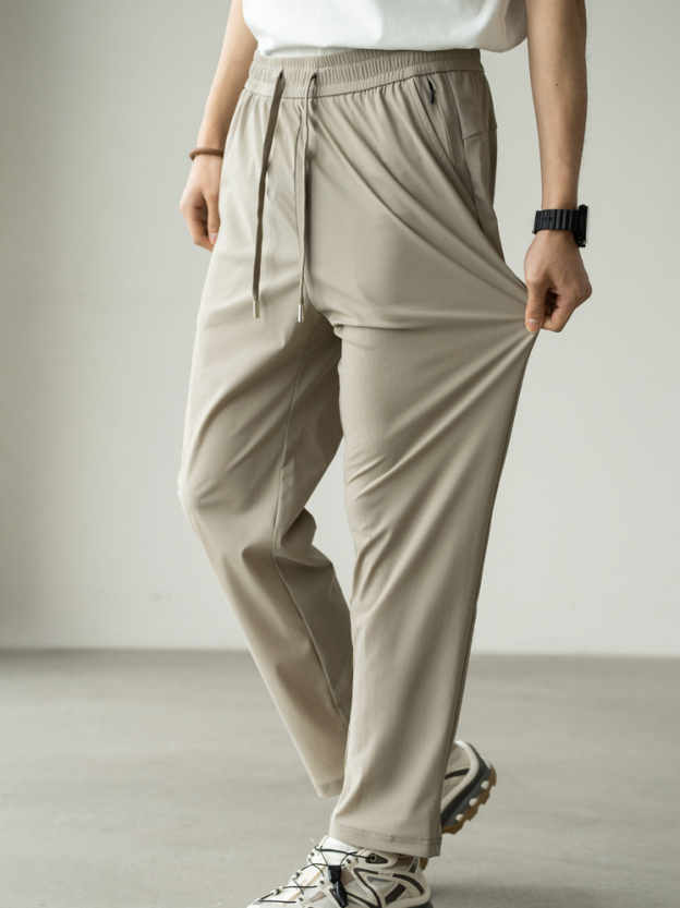 【涼感四面彈】薄冰絲闊腿褲男士夏戶外運動商務休閒新款長褲