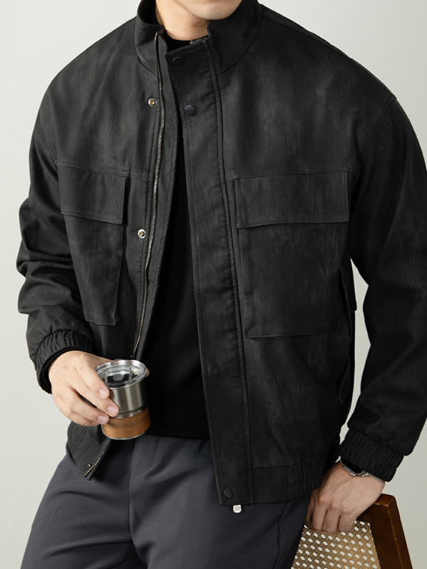 【美式復古】高街機車皮衣男啞光硬漢設計感PU皮夾克秋冬外套潮流
