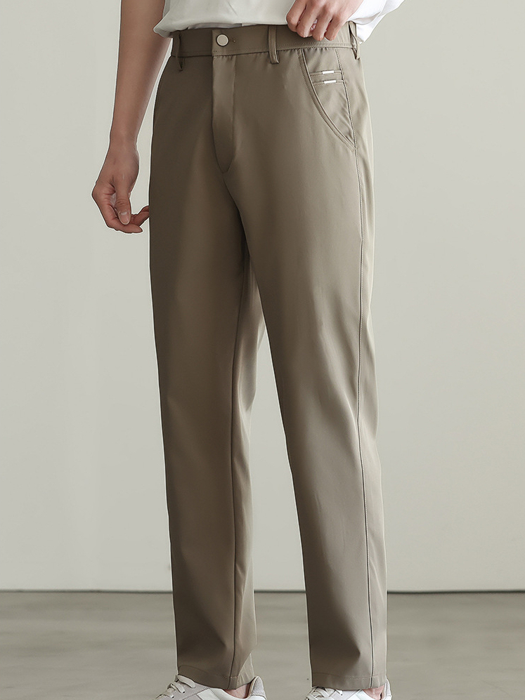 春季設計感卡其色錐形九分褲男士新款通勤休閒長褲