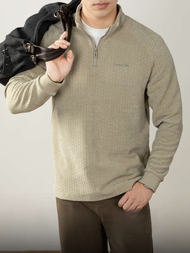 【奢暖黑科技】遠紅外抗菌羊毛桑蠶絲半拉鍊立領衛衣男士秋冬保暖