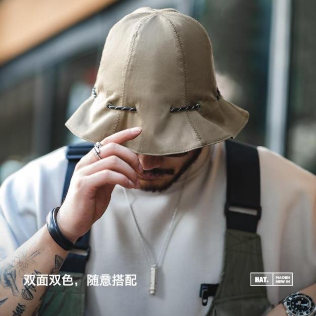 馬登工裝黑色兩用漁夫帽便攜手提零錢包錢袋帽遮陽帽子男女冬-Retro's Wear