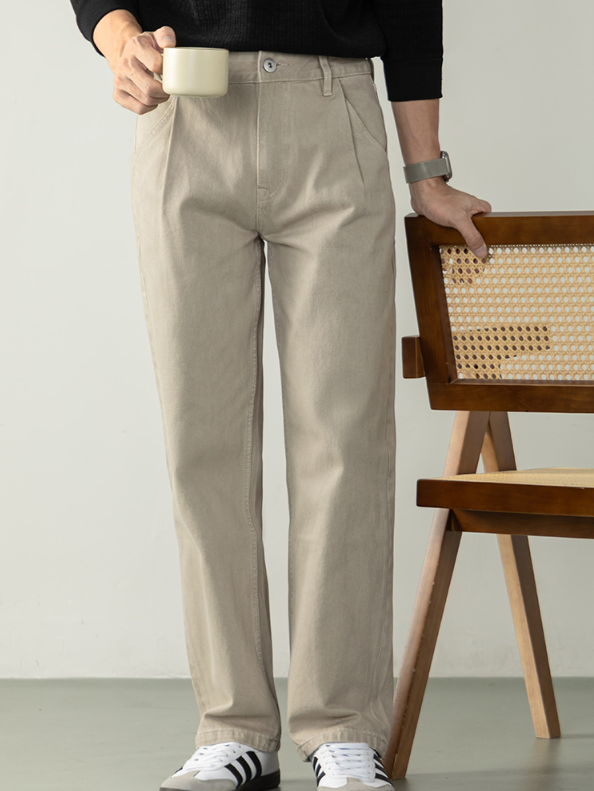 【100%純棉】奢適親膚牛仔褲男長褲秋冬微闊直筒休閒褲秋冬高級感