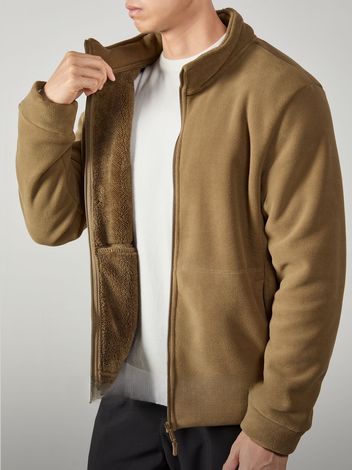 內外保暖【搖粒絨&羊羔絨】 高端冬季立領蓄熱厚款外套男通勤百搭