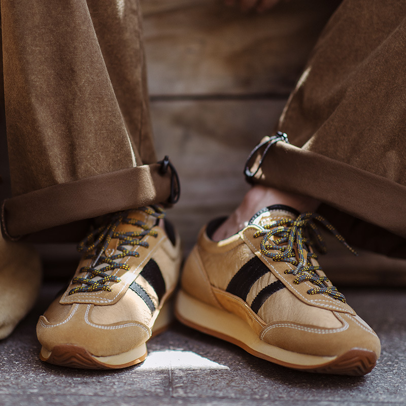 秋冬新款慢跑潮鞋男休閒運動德訓鞋透氣低幫百搭復古阿甘鞋-Retro's Wear