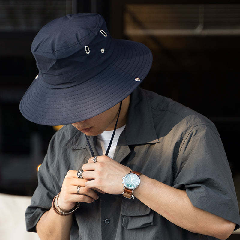 抽繩漁夫帽子男女百搭透氣防曬戶外登山釣魚帽-Retro's Wear