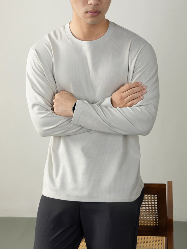 【慵懶高級感】240G重磅華夫格肌理長袖T恤男秋冬打底衫微闊寬鬆