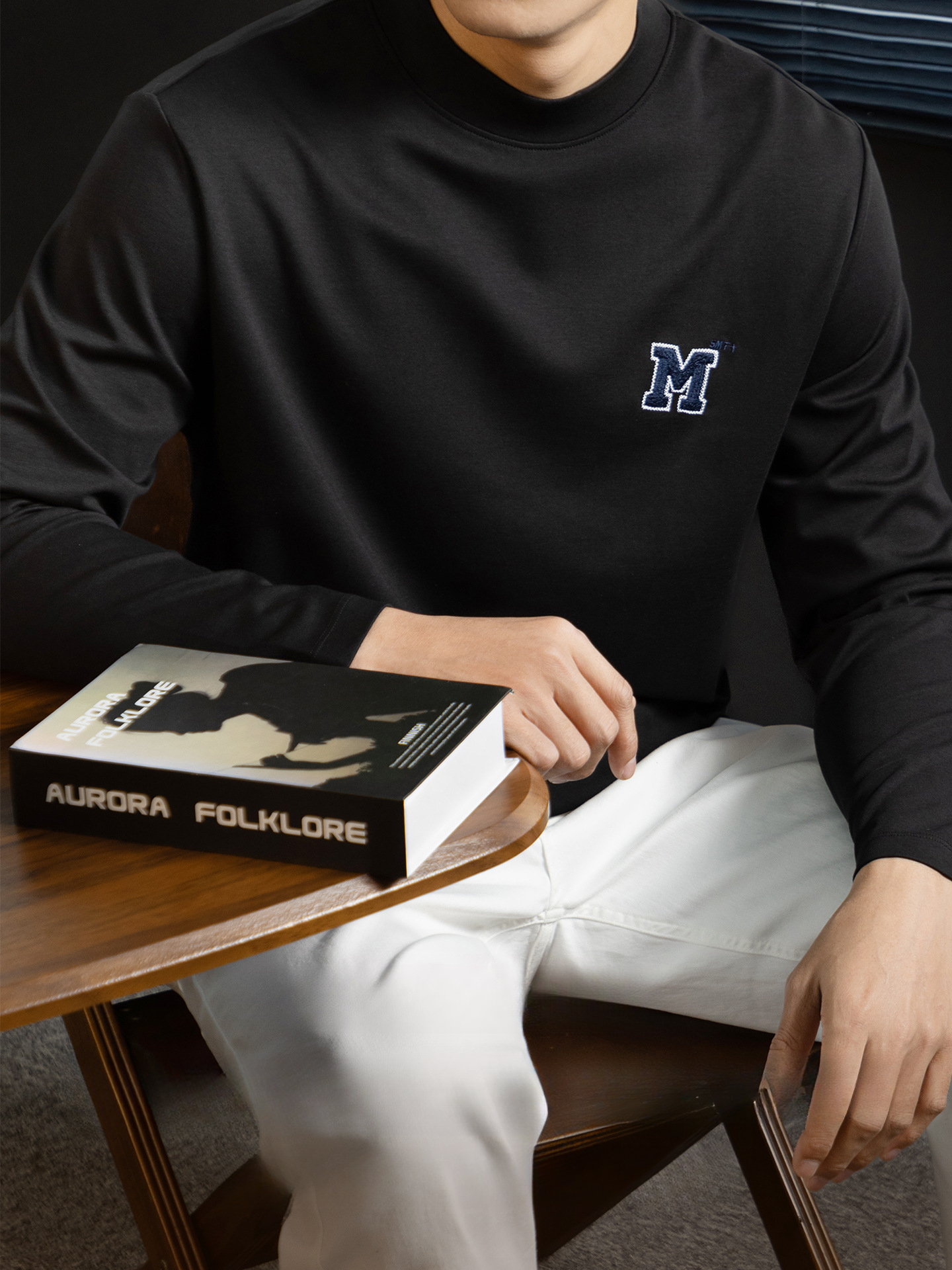 【靜奢休閒風】5A抗菌莫代爾棉長袖T恤秋冬男士中領打底衫3D刺繡