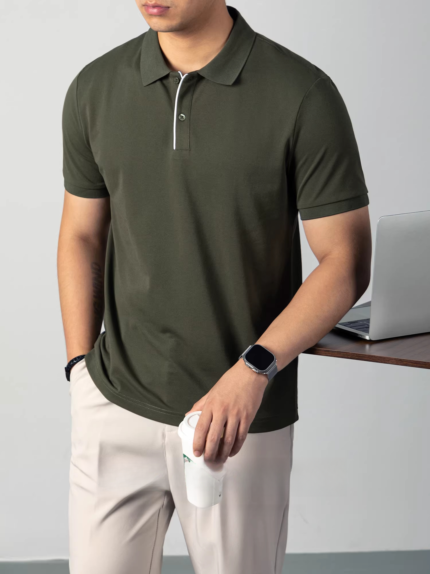 第4代蜂窩仿生絲光珠地棉Polo衫男短袖夏季翻領T恤商務休閒高級感