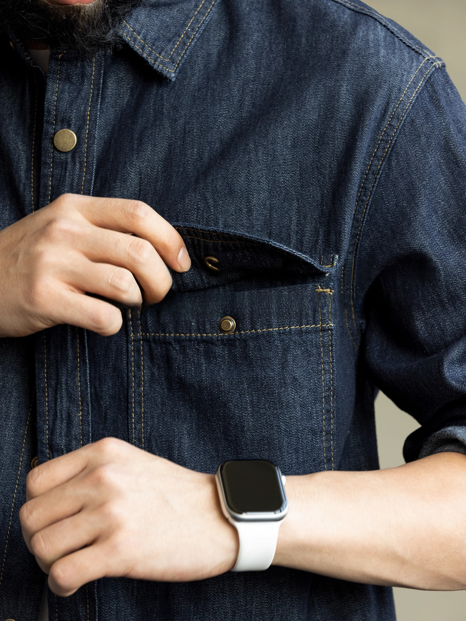 秋季新款原色水洗復古牛仔長袖襯衫男士寬鬆純棉高級簡約襯衣外套