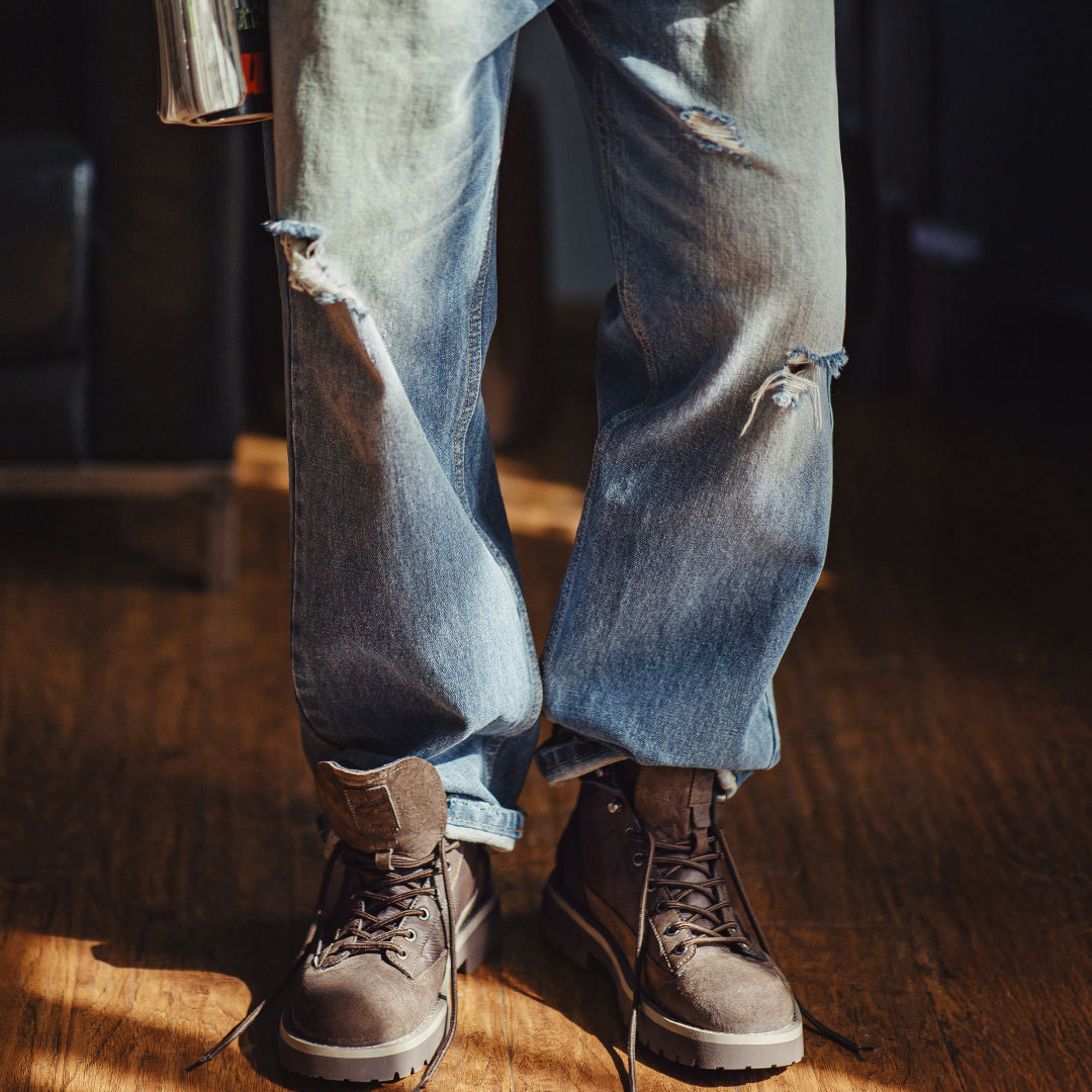 哨兵工裝靴秋冬季男士休閒鞋美式復古中幫真皮登山厚底馬丁靴