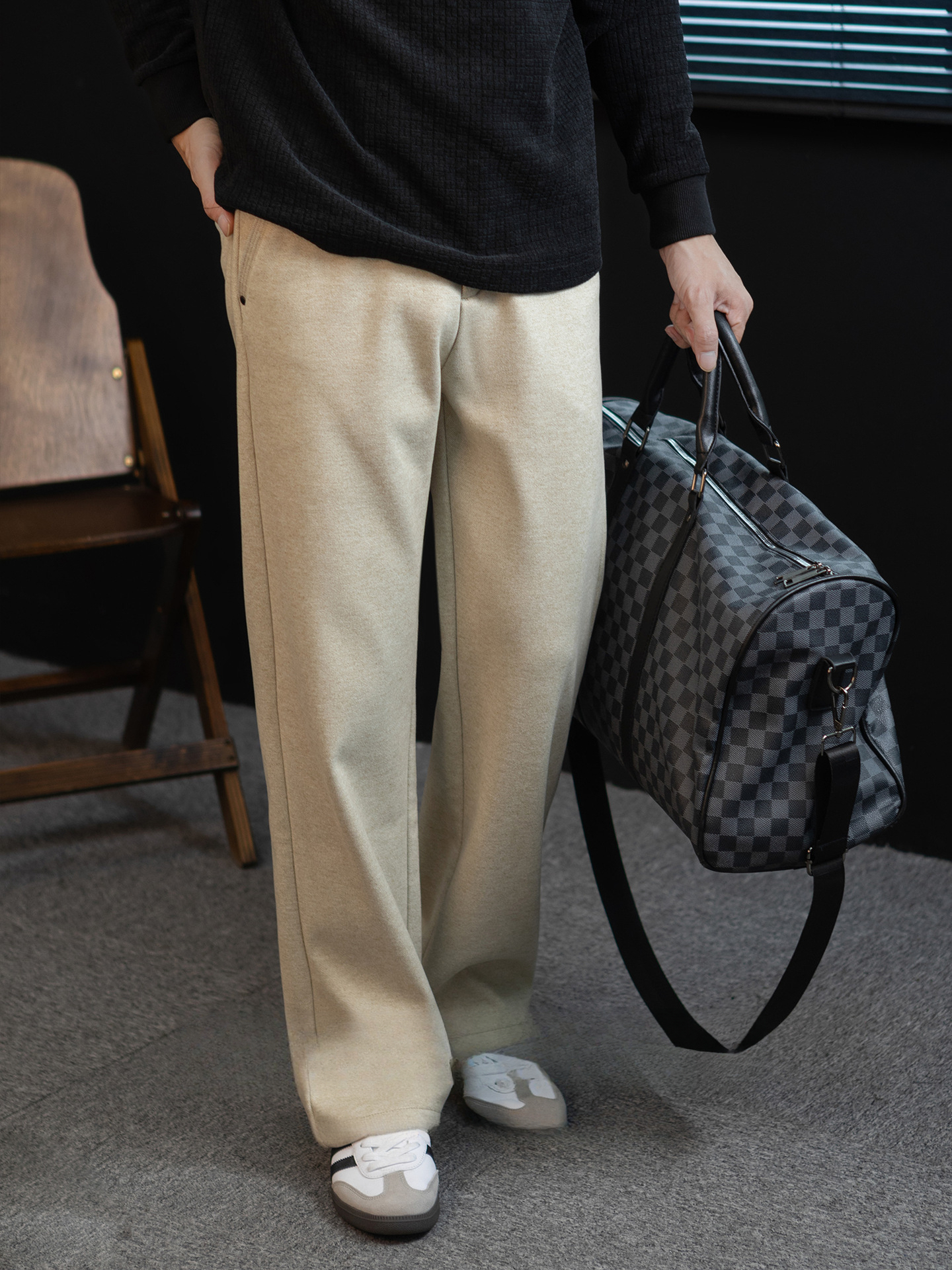 高定420G毛呢蓄熱加厚商務休閒西褲男2026冬季加絨保暖免燙直筒褲